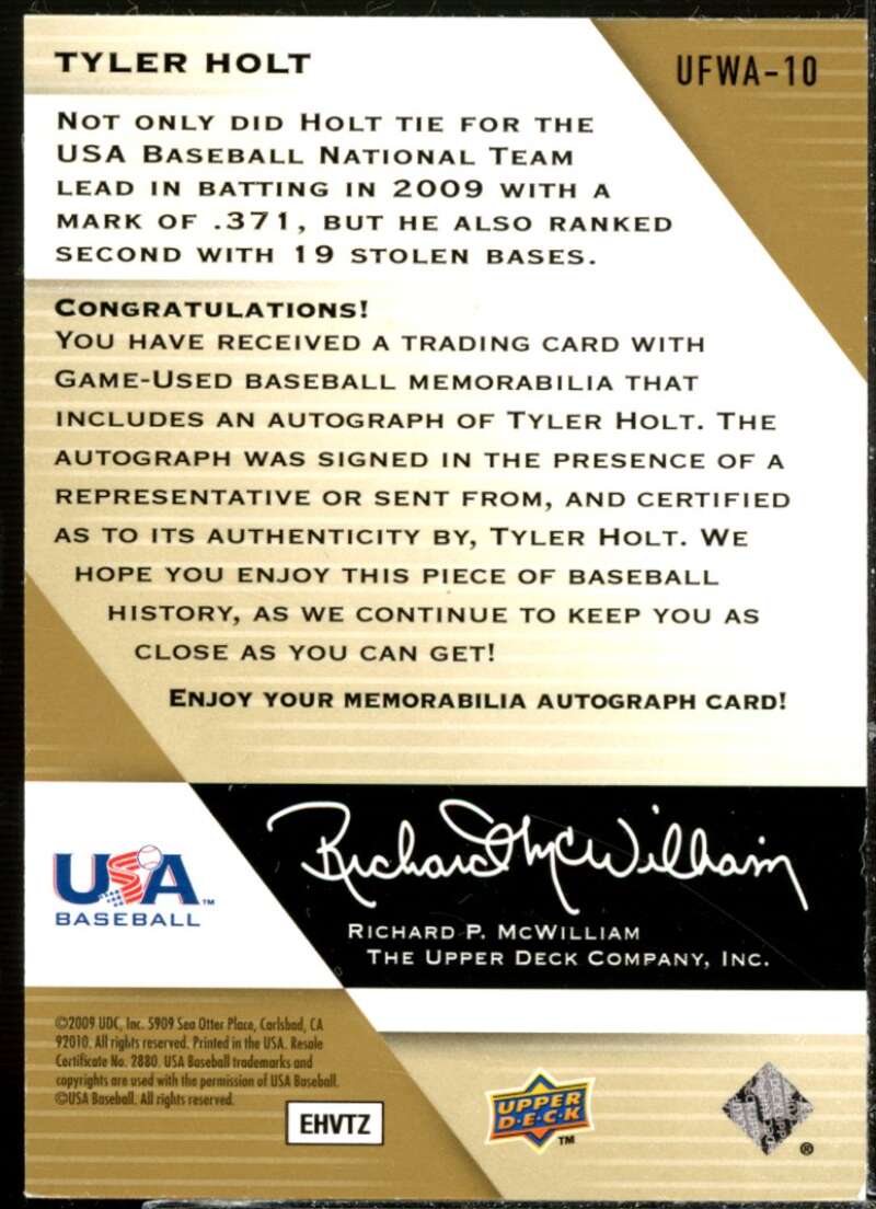 Holt 2009 Upper Deck Signature Stars USA National Team Future Watch Jersey #10  Image 2