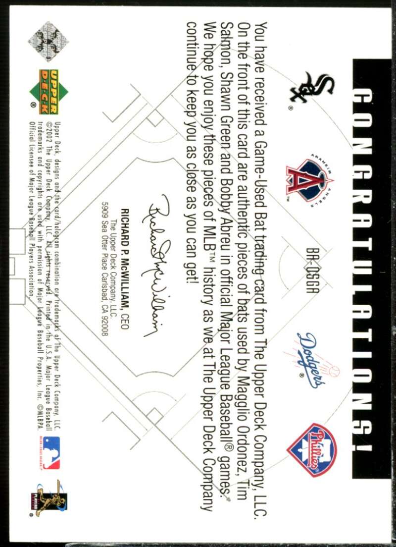 Magglio Ordonez/Salmon/Green/Abreu 2002 Diamond Connection Bat Around Quad #OSGA  Image 2