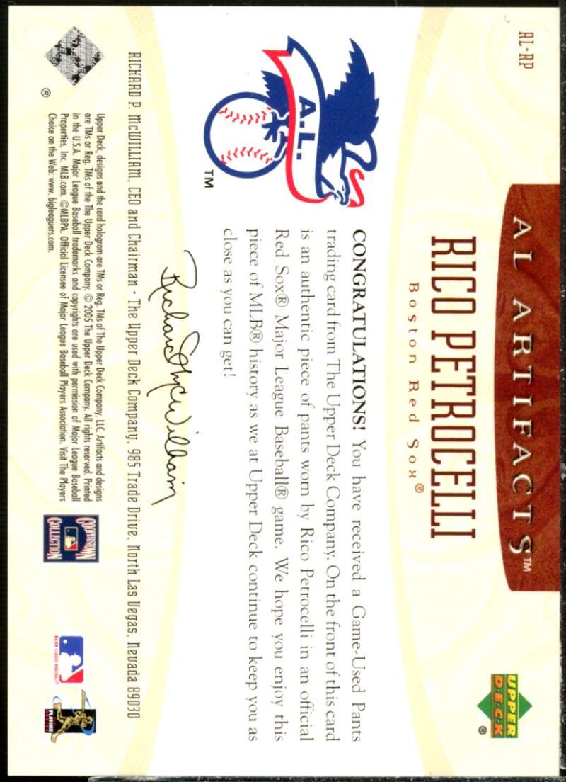 Rico Petrocelli Pants Card 2005 Artifacts AL/NL Artifacts #RP  Image 2
