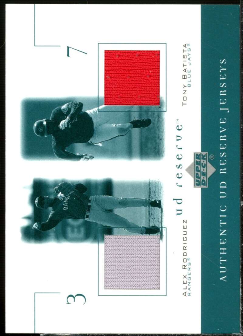 Alex Rodriguez/Tony Batista Card 2001 UD Reserve Game Jersey Duos #JRB  Image 1