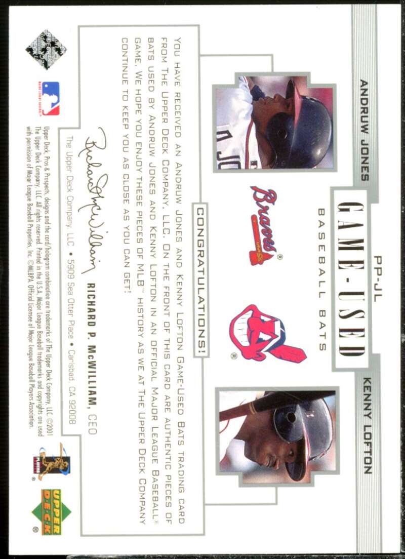 Andruw Jones/Lofton 2001 Upper Deck Pros and Prospects Game-Used Dual Bat #PPJL  Image 2