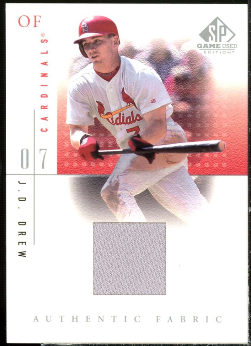 J.D. Drew Card 2001 SP Game Used Edition Authentic Fabric #JDR  Image 1