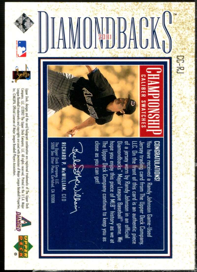 Randy Johnson Card 2002 Upper Deck Championship Caliber Swatch #RJ  Image 2