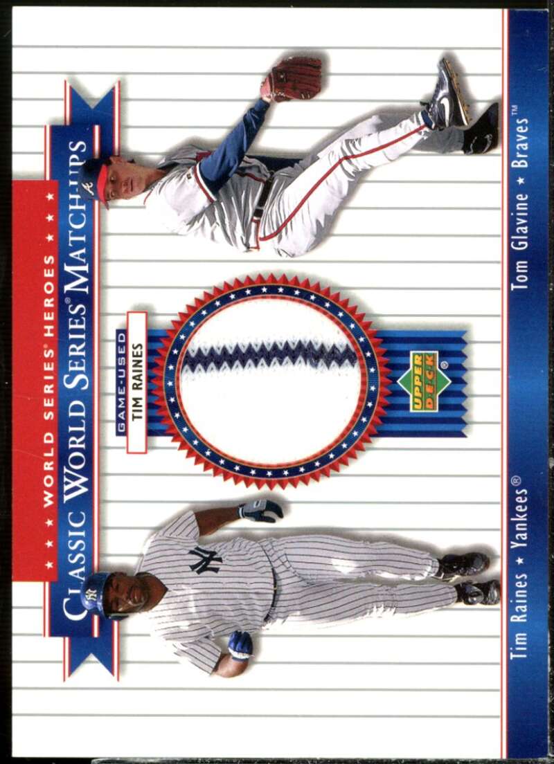 T.Raines Pants/Glavine Card 2002 World Series Heroes Classic Match-Ups Mem #muo  Image 1