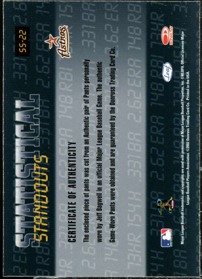 Jeff Bagwell Pants 2002 Leaf RookiesStars Statistical Standouts Materials #22  Image 2