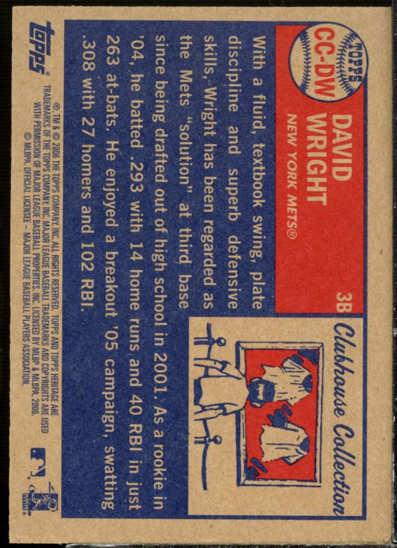 David Wright Jsy Card 2006 Topps Heritage Clubhouse Collection Relics #DW  Image 2