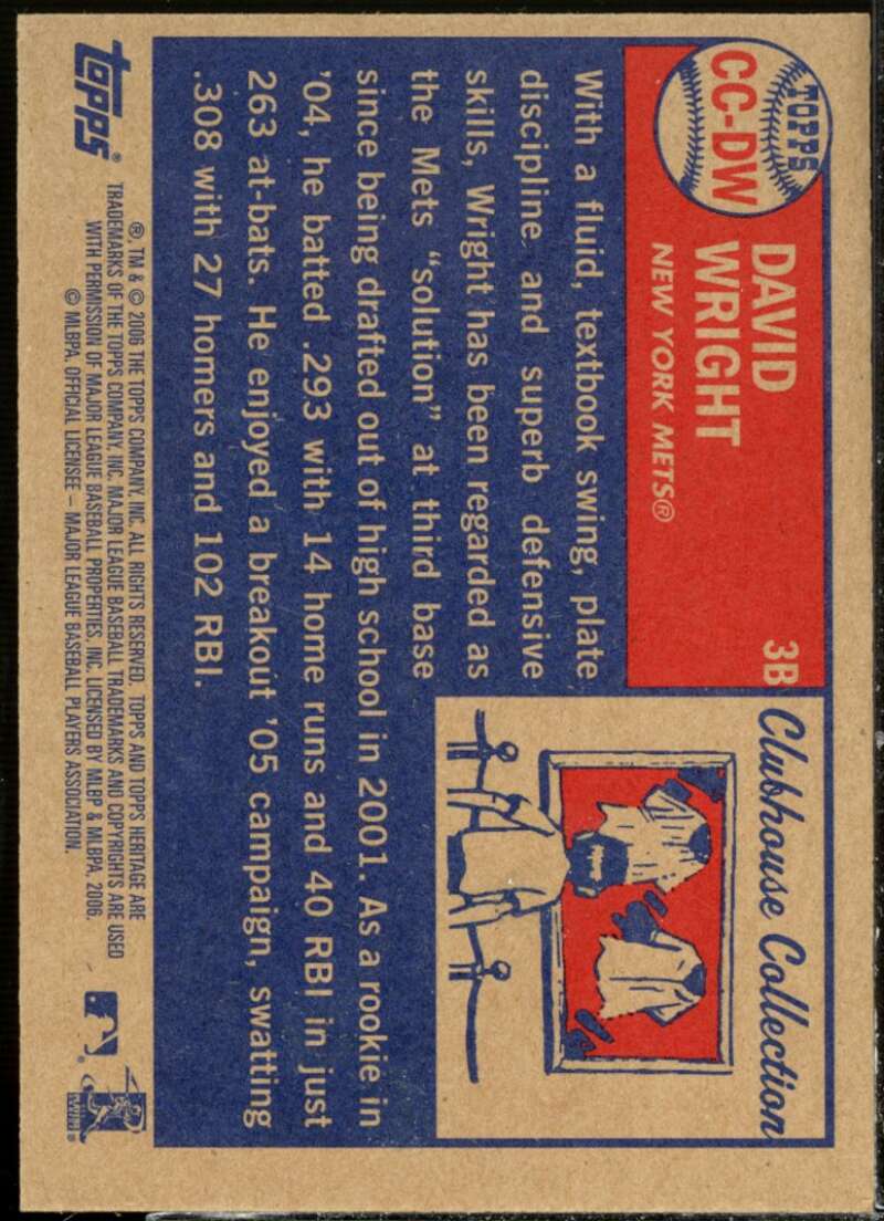 David Wright Jsy Card 2006 Topps Heritage Clubhouse Collection Relics #DW  Image 2