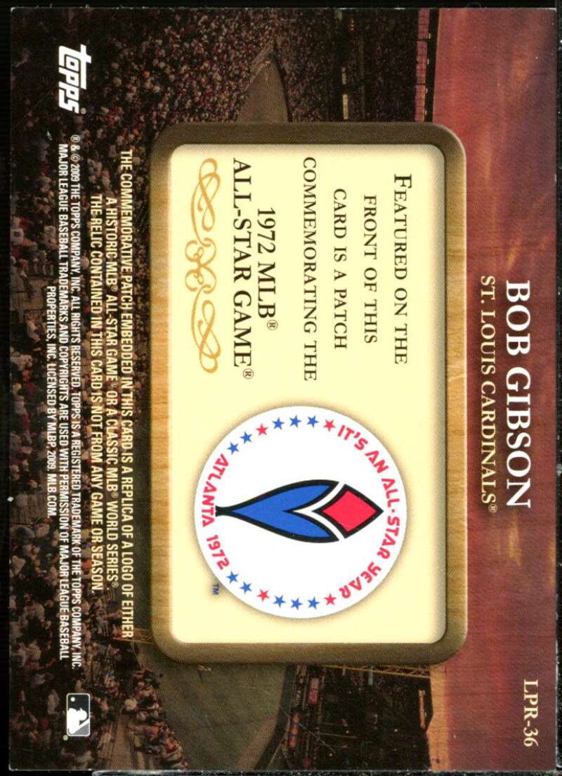 Bob Gibson/1972 All-Star Game 2009 Topps Legends Commemorative Patch #LPR36  Image 2