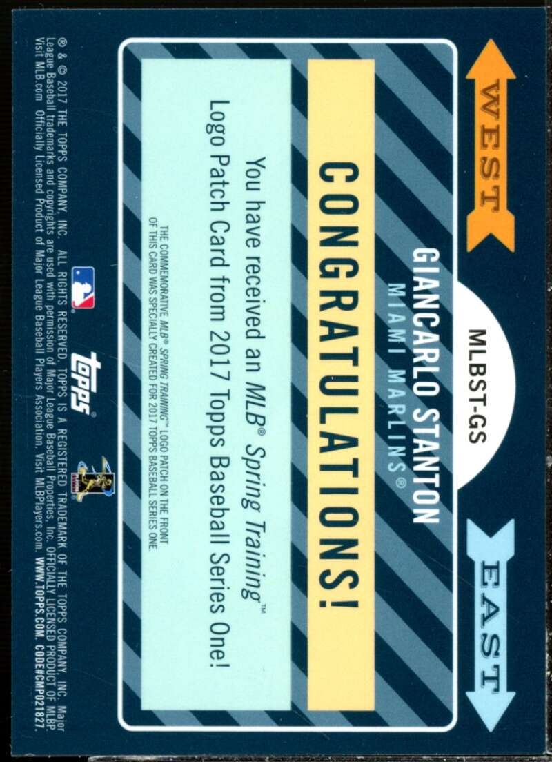 Giancarlo Stanton Card 2017 Topps Spring Training Logo Patch #MLBSTGS  Image 2