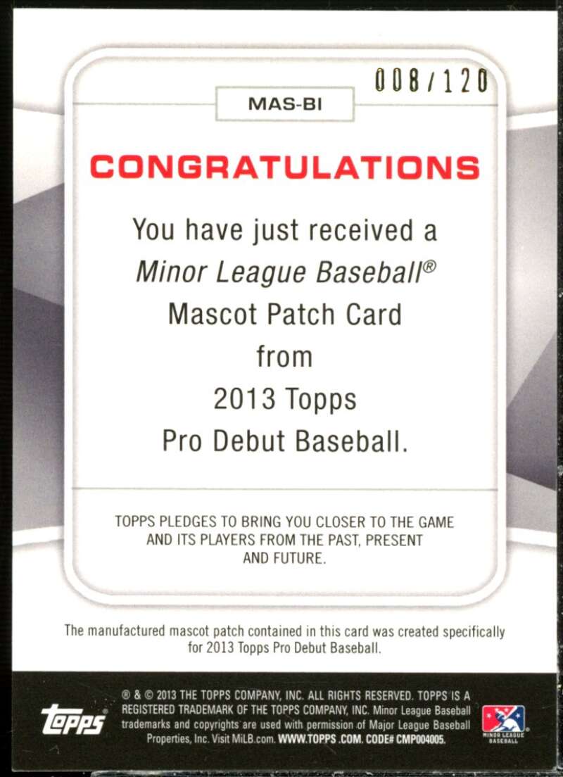 Bingo Card 2013 Topps Pro Debut Mascots #BI  Image 2