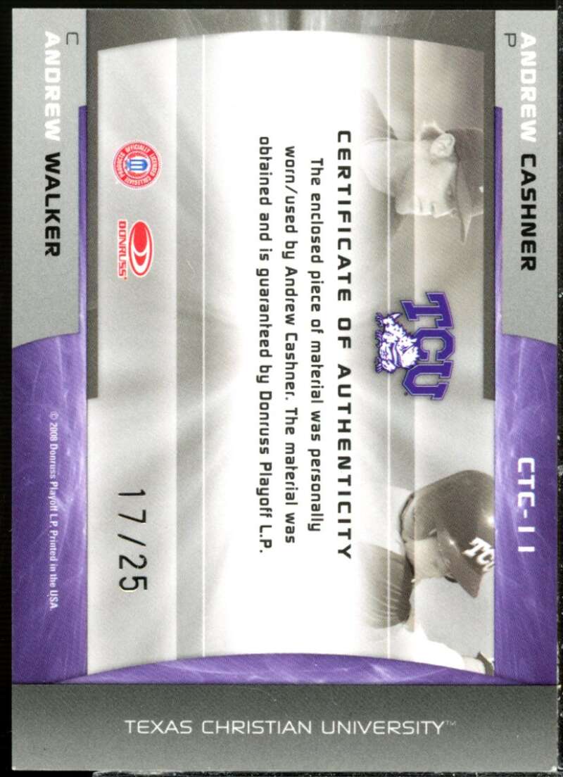 Cashner/Walker 2008 Donruss Elite Extra Edition College Ties Jerseys Prime #11  Image 2