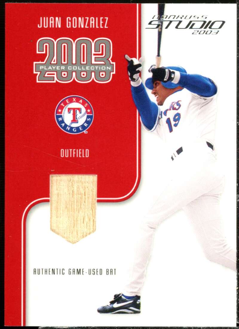 Juan Gonzalez Bat Card 2003 Studio Player Collection #30  Image 1