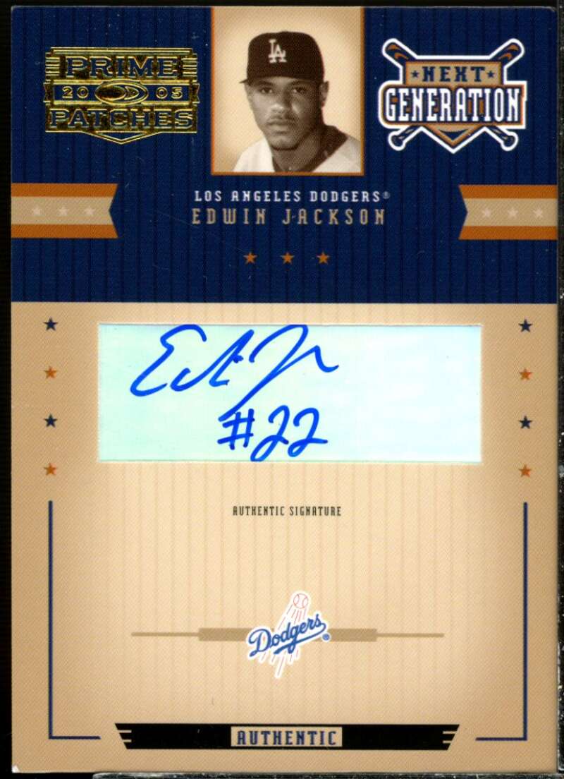 Edwin Jackson Card 2005 Prime Patches Next Generation Autograph #14  Image 1