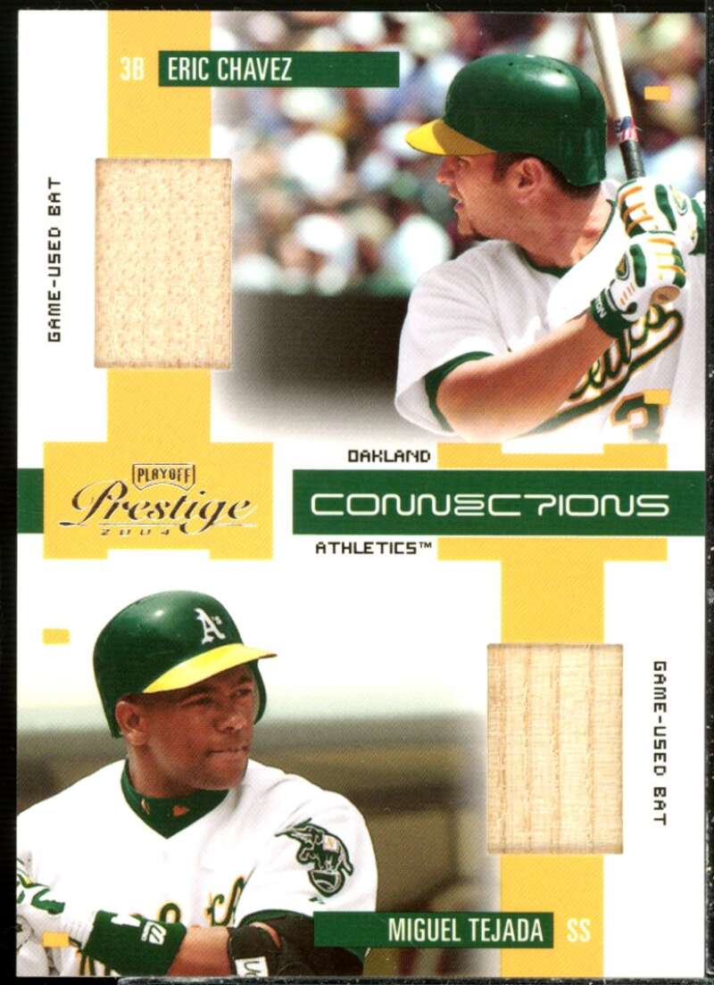 Miguel Tejada Bat/Eric Chavez Bat 2004 Playoff Prestige Connections Material #16  Image 1