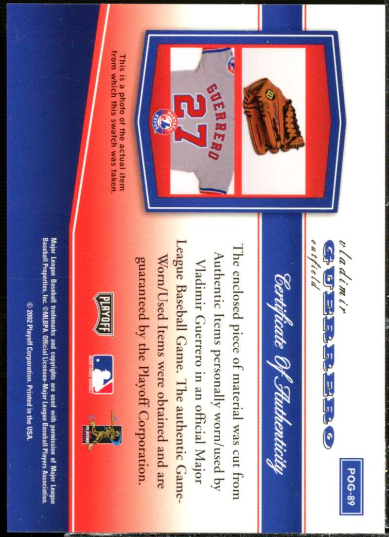 Vladimir Guerrero Grey Jsy 2002 Playoff Piece of the Game Materials Bronze #89  Image 2