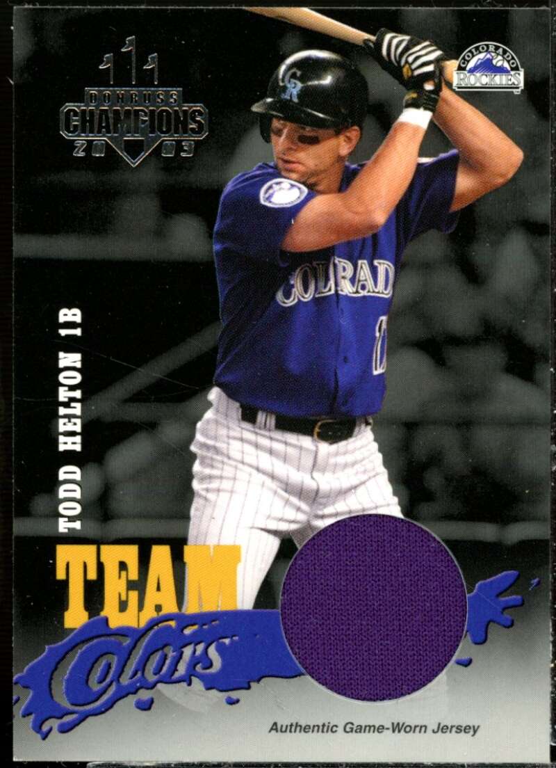 Todd Helton Jsy Card 2003 Donruss Champions Team Colors Materials #22  Image 1