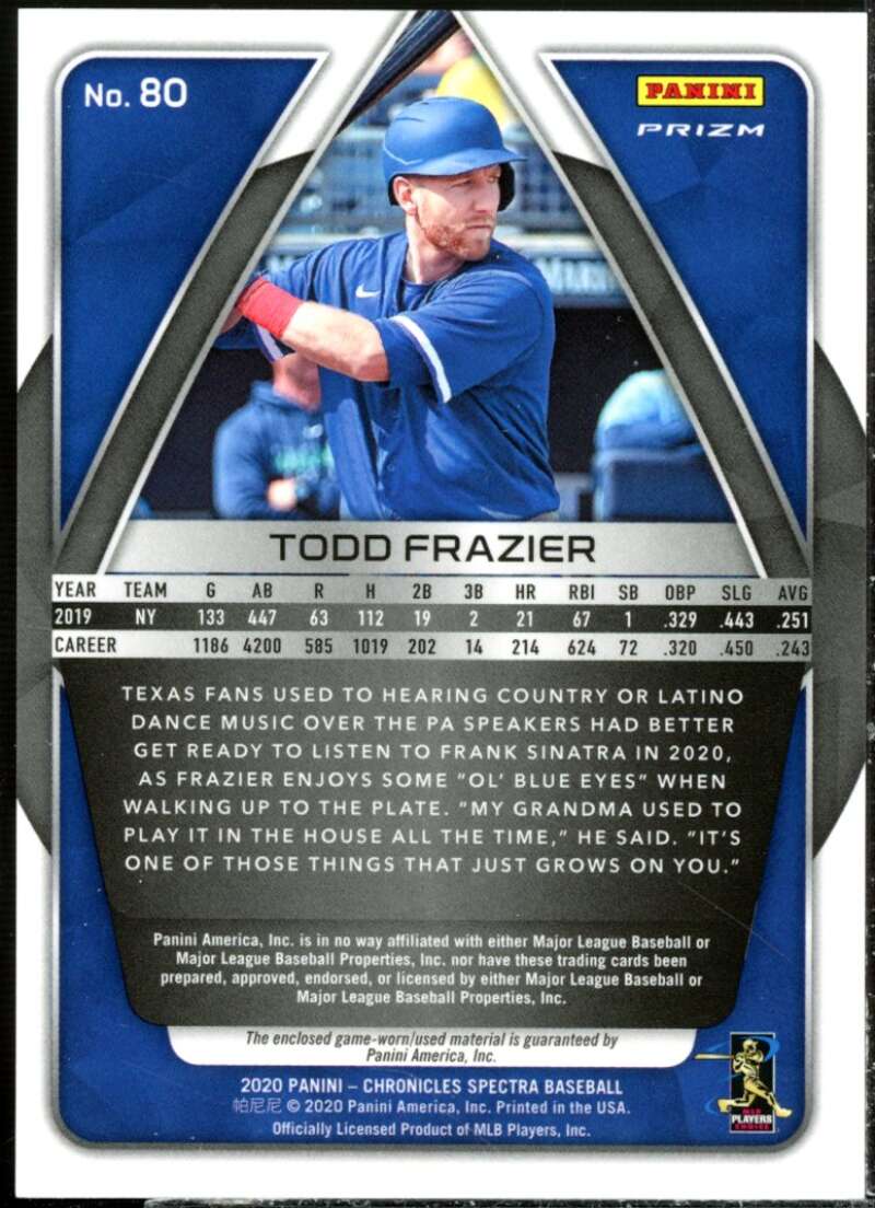 Todd Frazier Card 2020 Panini Spectra Swatches #80  Image 2