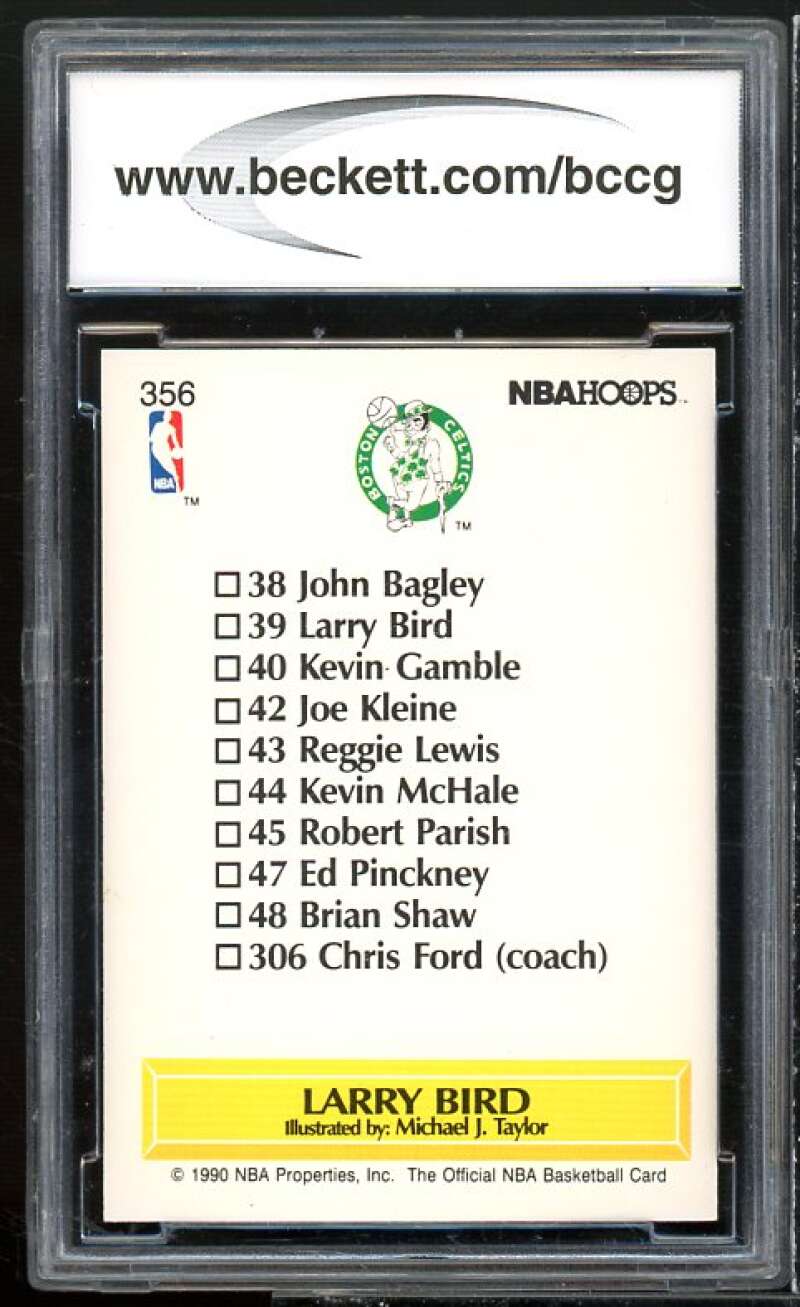 Larry Bird Card 1990-91 Hoops #356 BGS BCCG 10 Mint+ Image 2