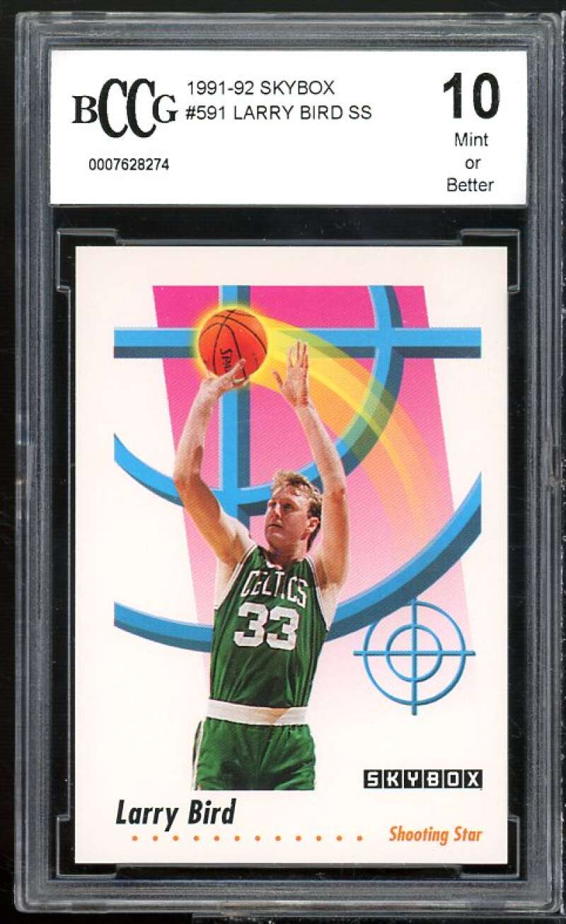 Larry Bird Card 1991-92 SkyBox #591 BGS BCCG 10 Mint+ Image 1