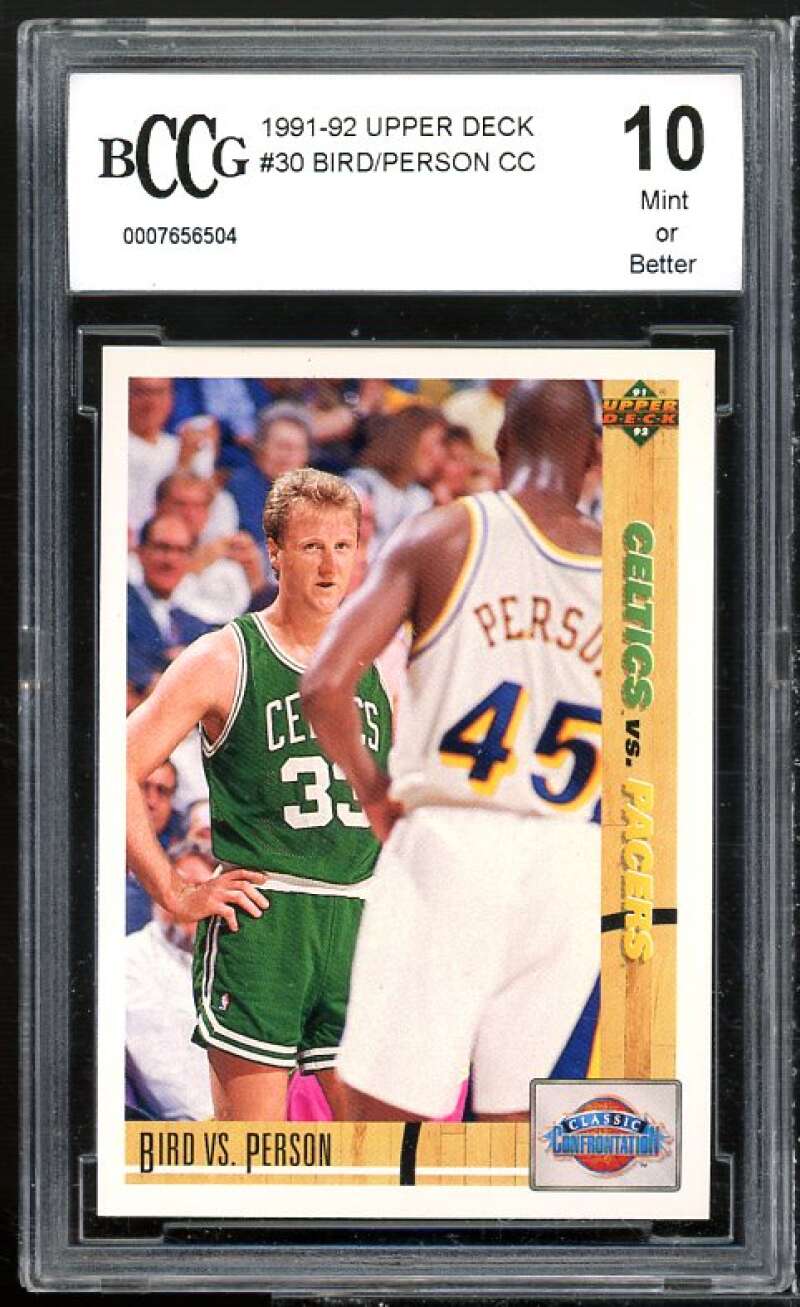 Larry Bird vs. Person Card 1991-92 Upper Deck #30 BGS BCCG 10 Mint+ Image 1