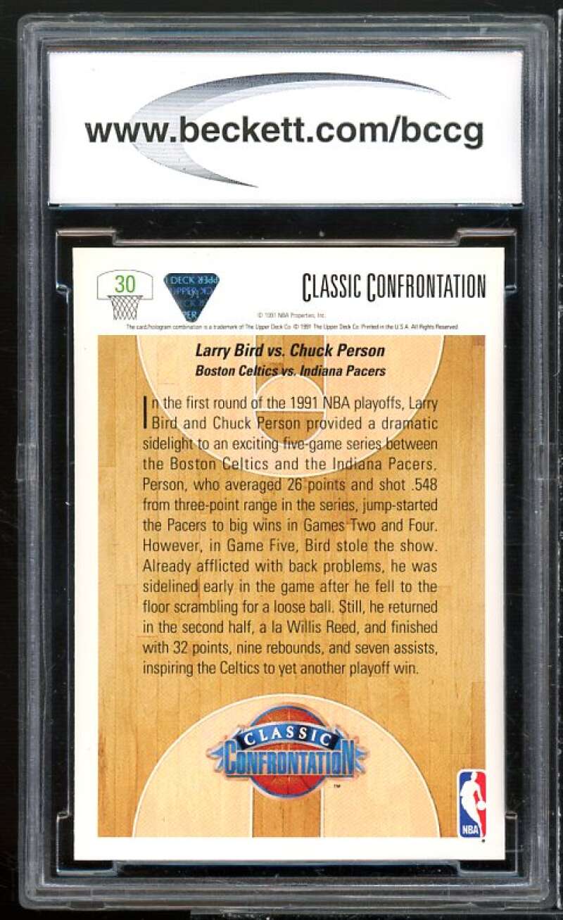 Larry Bird vs. Person Card 1991-92 Upper Deck #30 BGS BCCG 10 Mint+ Image 2