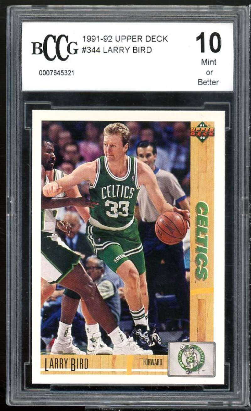 Larry Bird Card 1991-92 Upper Deck #344 BGS BCCG 10 Mint+ Image 1