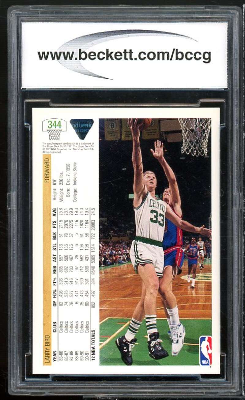 Larry Bird Card 1991-92 Upper Deck #344 BGS BCCG 10 Mint+ Image 2