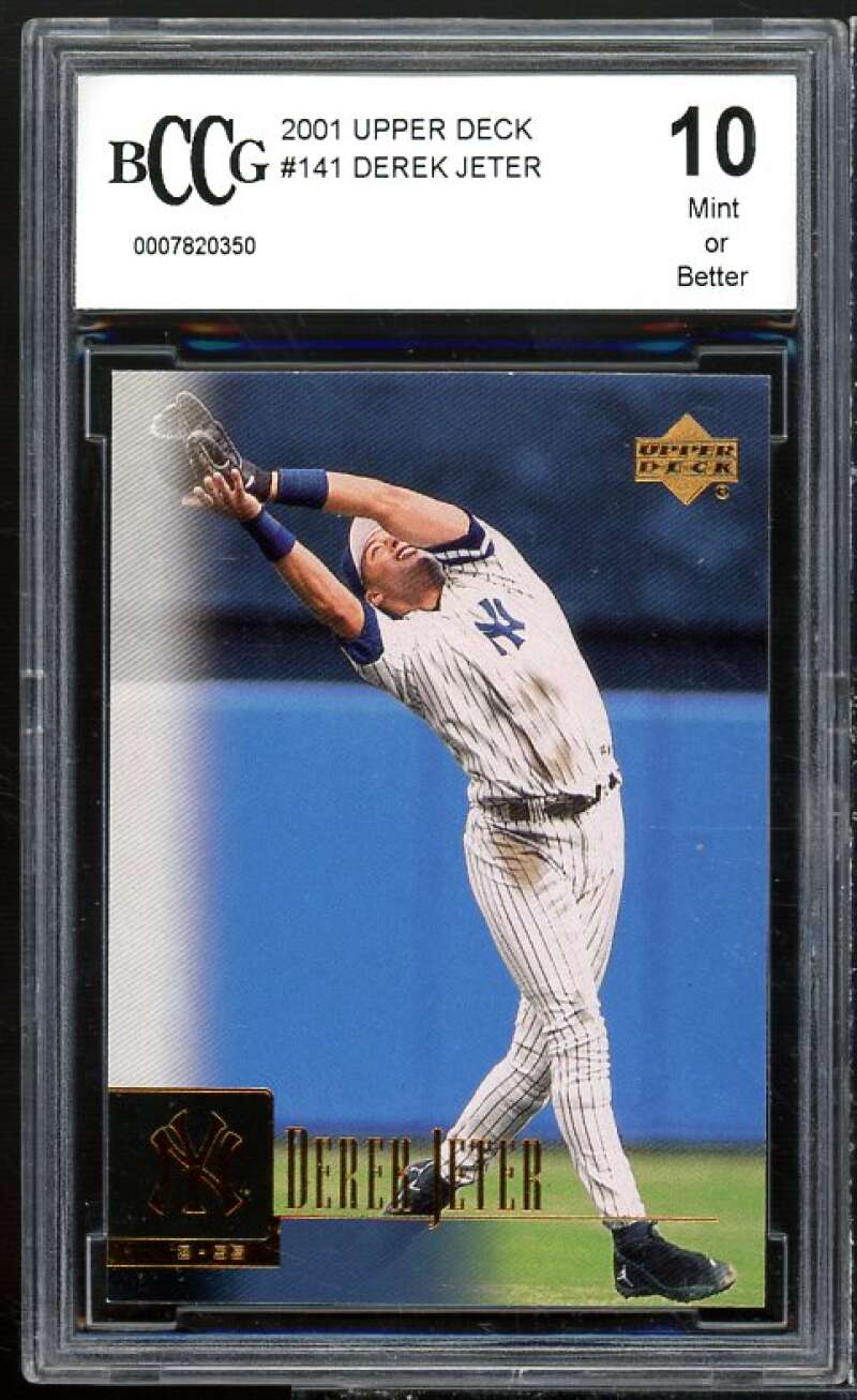 Derek Jeter Card 2001 Upper Deck #141 BGS BCCG 10 Mint+ Image 1