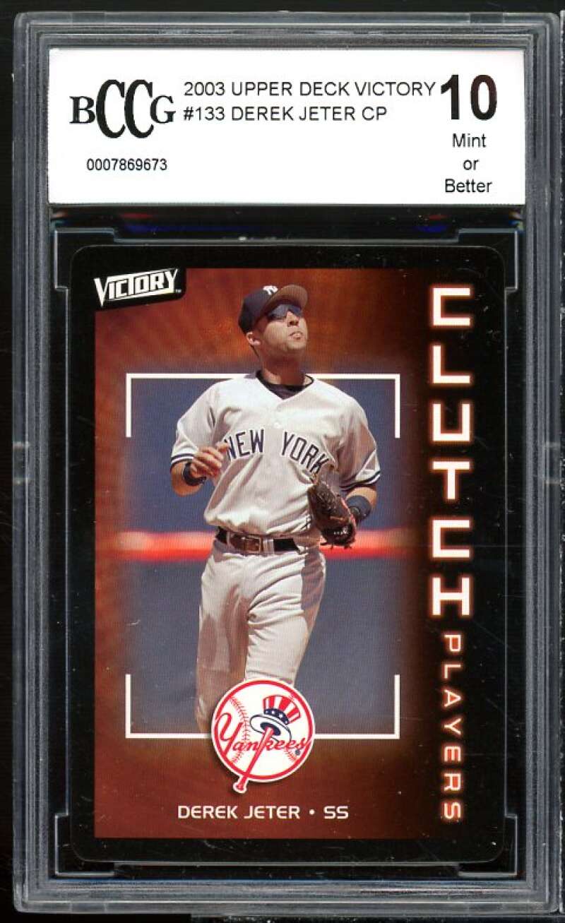 Derek Jeter Card 2003 Upper Deck Victory #133 BGS BCCG 10 Mint+ Image 1