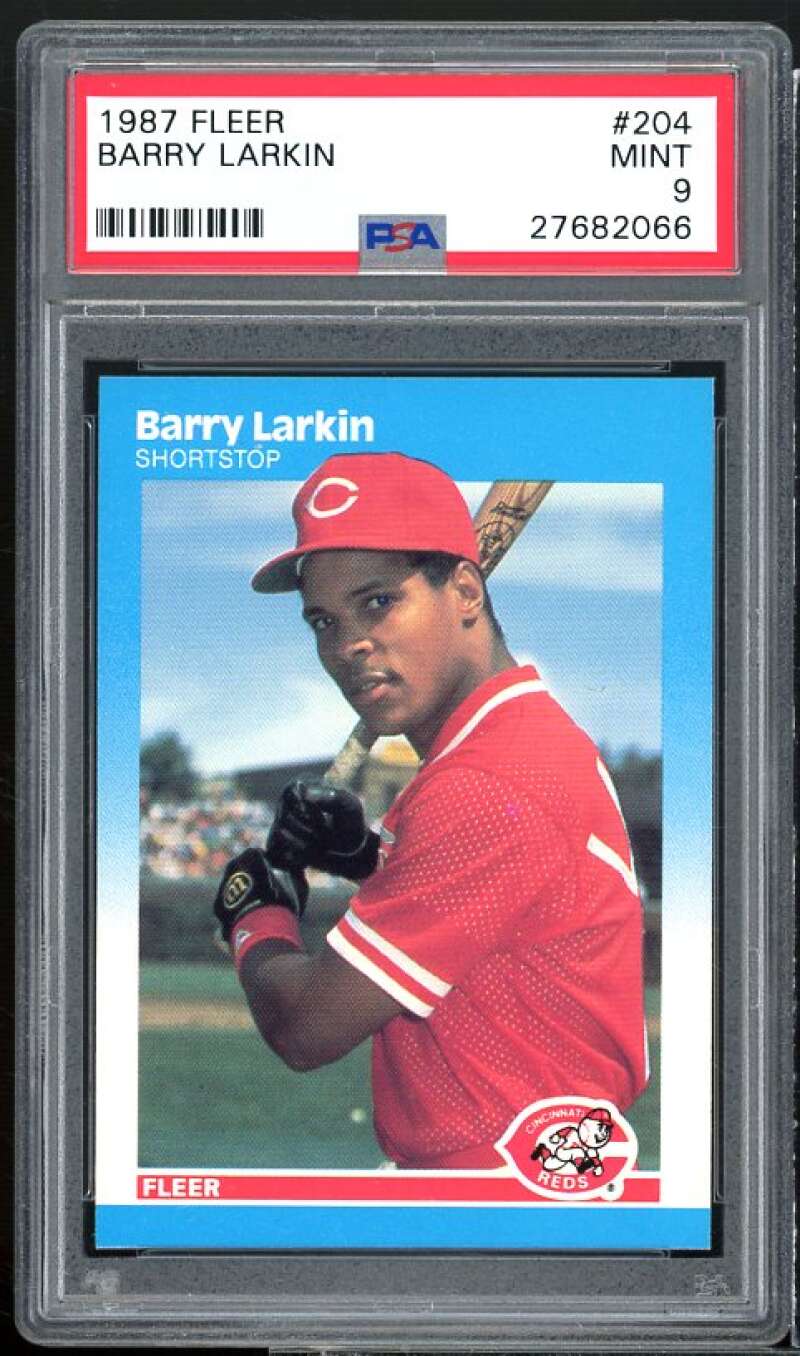 Barry Larkin Rookie Card 1987 Fleer #204 PSA 9 Image 1