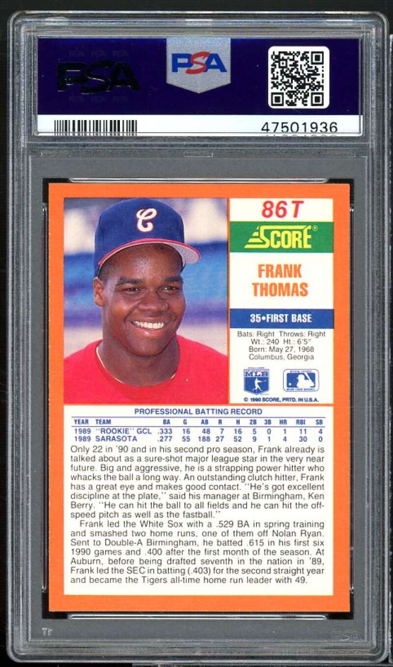 Frank Thomas Rookie Card 1990 Score Traded #86T PSA 9 Image 2