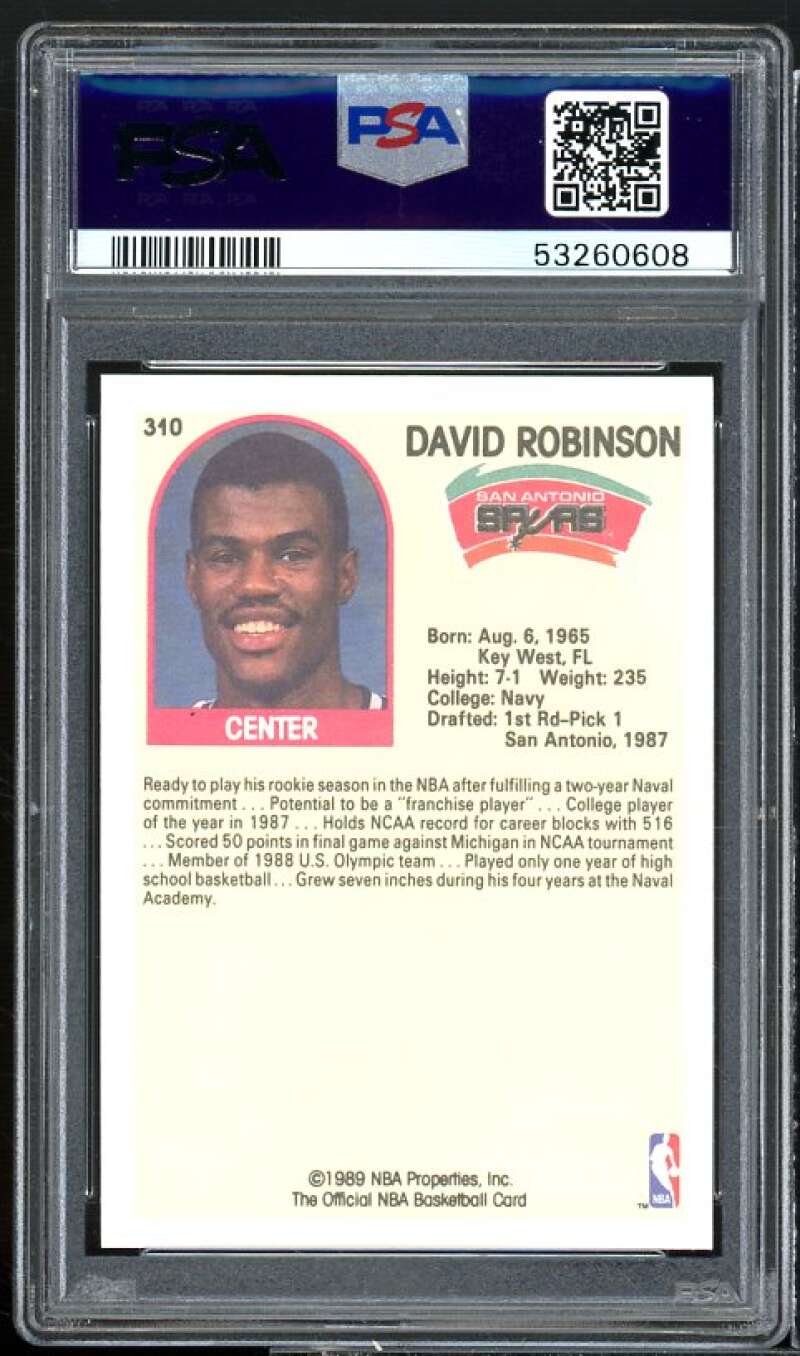 David Robinson Rookie Card 1989-90 Hoops #310 PSA 8 Image 2