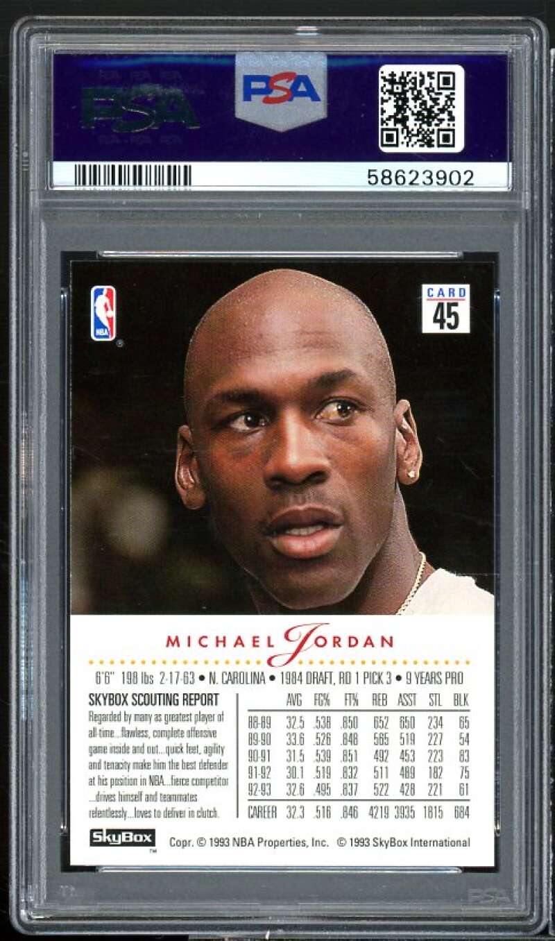 Michael Jordan Card 1993-94 SkyBox Premium #45 PSA 9 Image 2