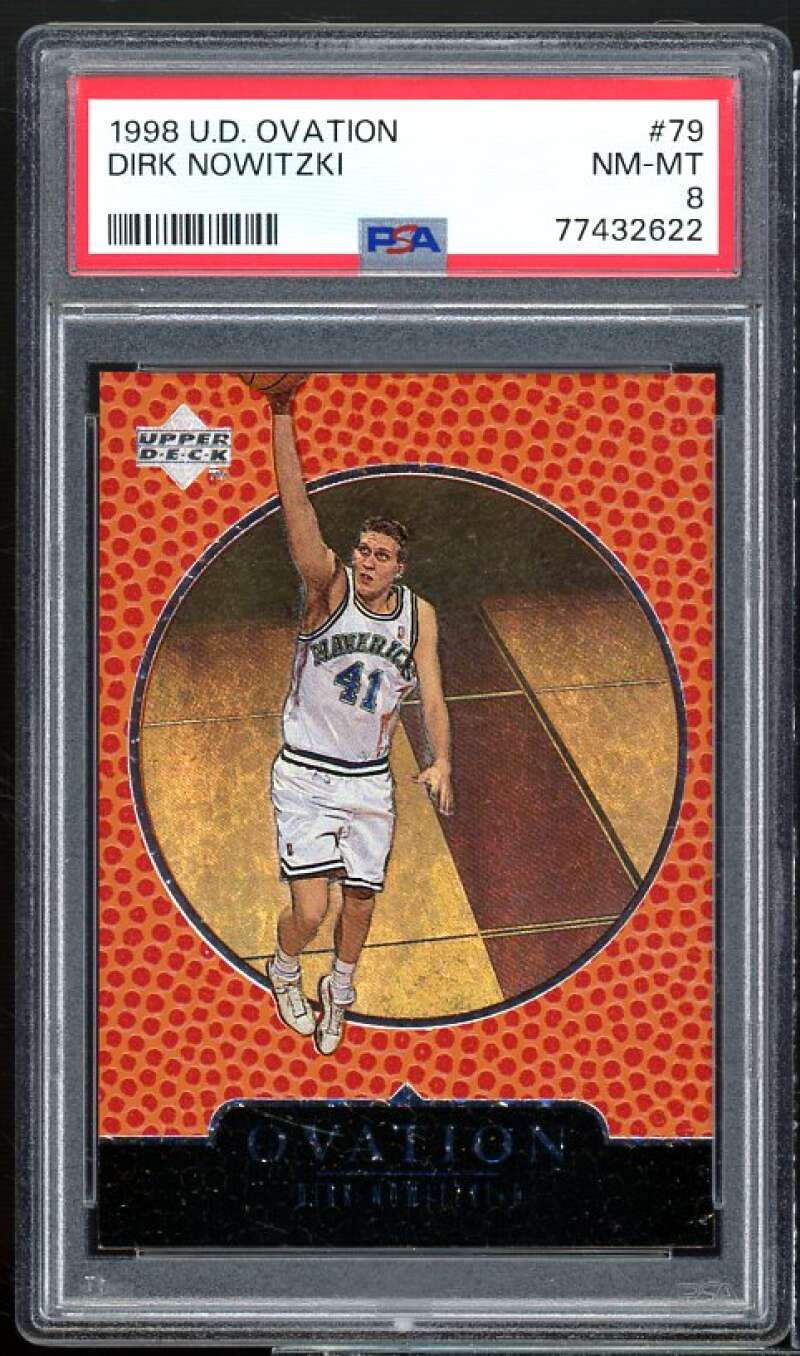 Dirk Nowitzki Rookie Card 1998-99 Upper Deck Ovation #79 PSA 8 Image 1