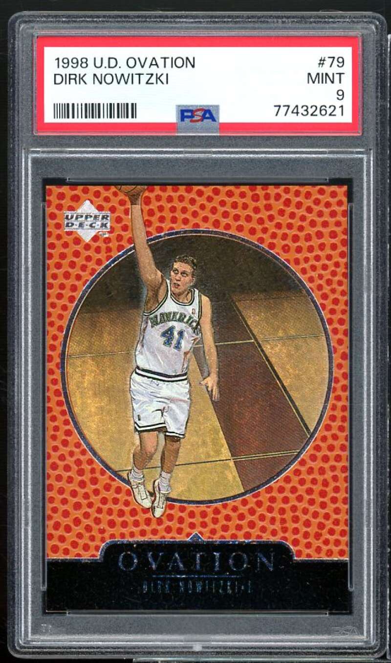 Dirk Nowitzki Rookie Card 1998-99 Upper Deck Ovation #79 PSA 9 Image 1