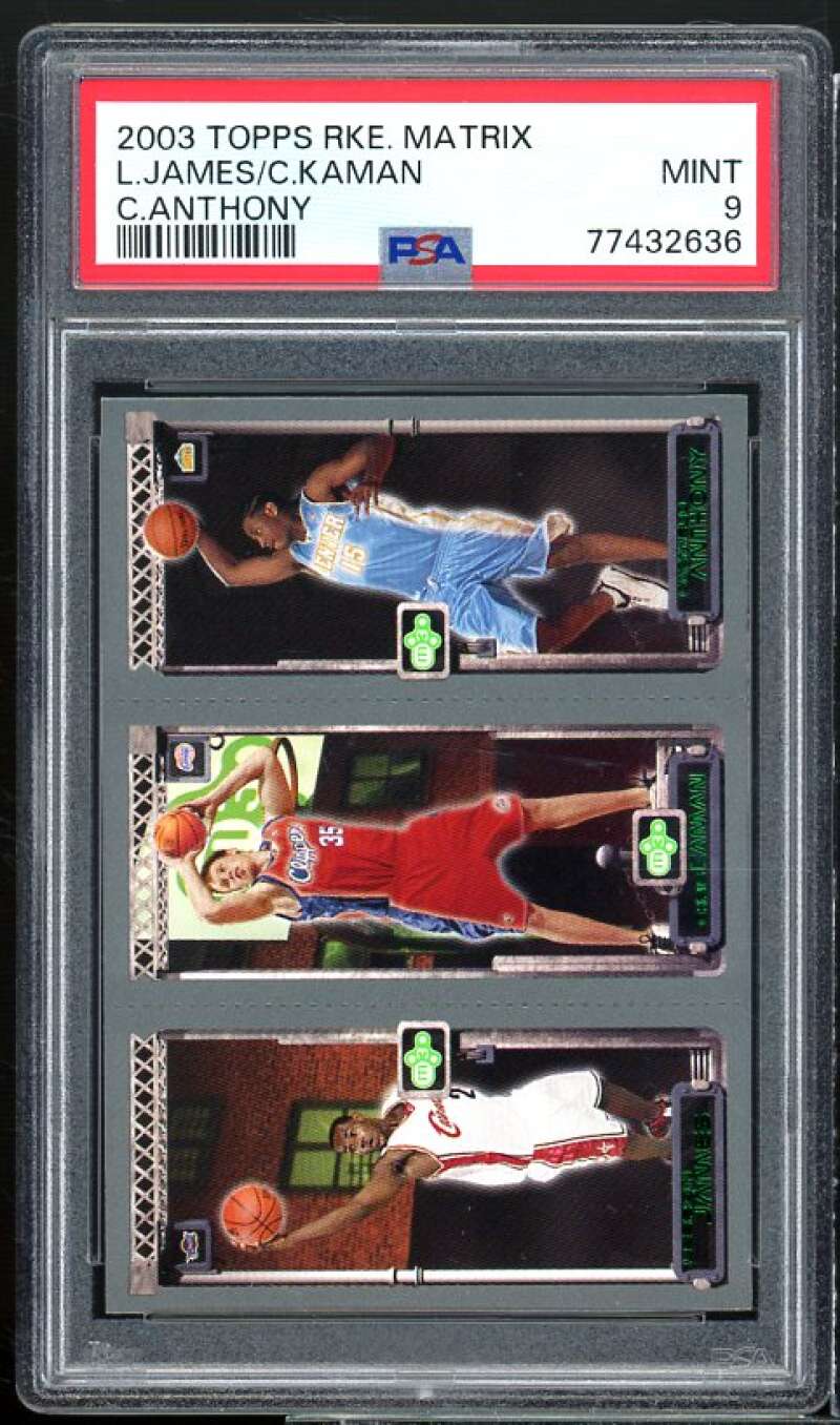 Caman/ Carmelo Anthony /Lebron James Rookie Card 2003-04 Topps Matrix #111 PSA 9 Image 1