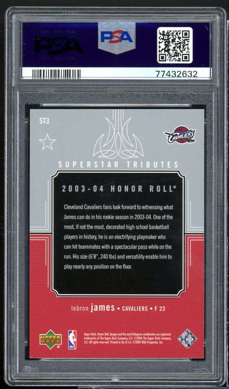 Lebron James Rookie 2003-04 Upper Deck Honor Roll Superstar Tributes #st3 PSA 9 Image 2