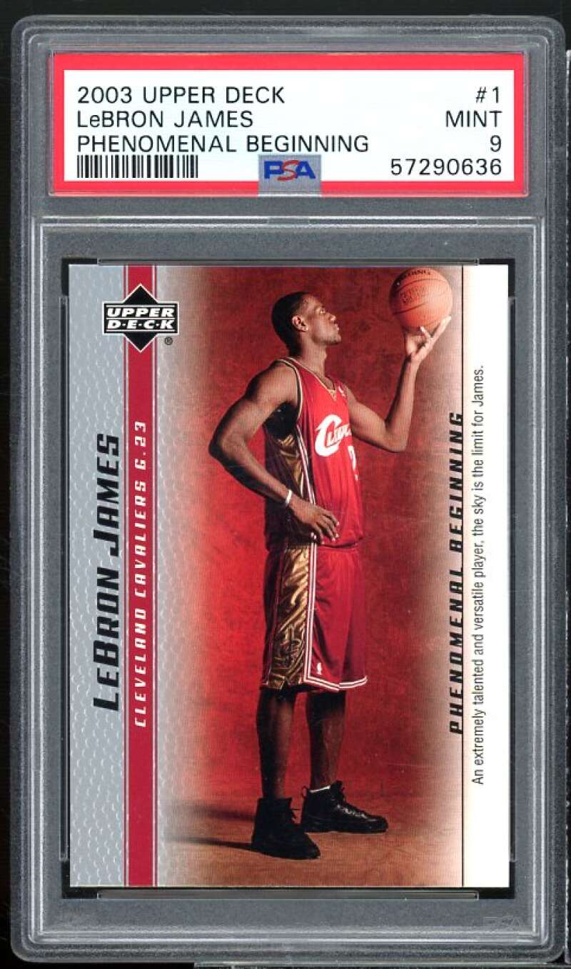 LeBron James Rookie Card 2003-04 UD LeBron James Phenomenal Beginning #1 PSA 9 Image 1