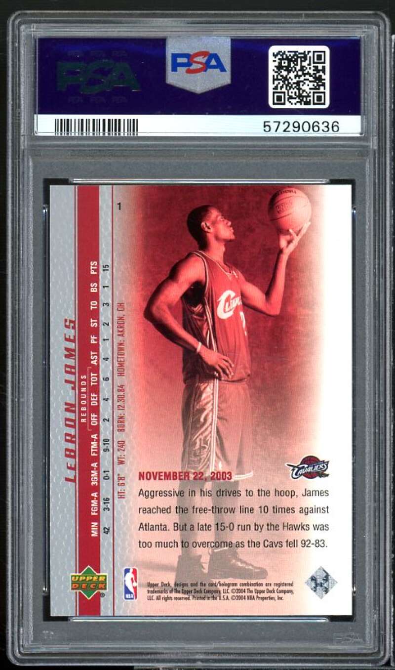 LeBron James Rookie Card 2003-04 UD LeBron James Phenomenal Beginning #1 PSA 9 Image 2