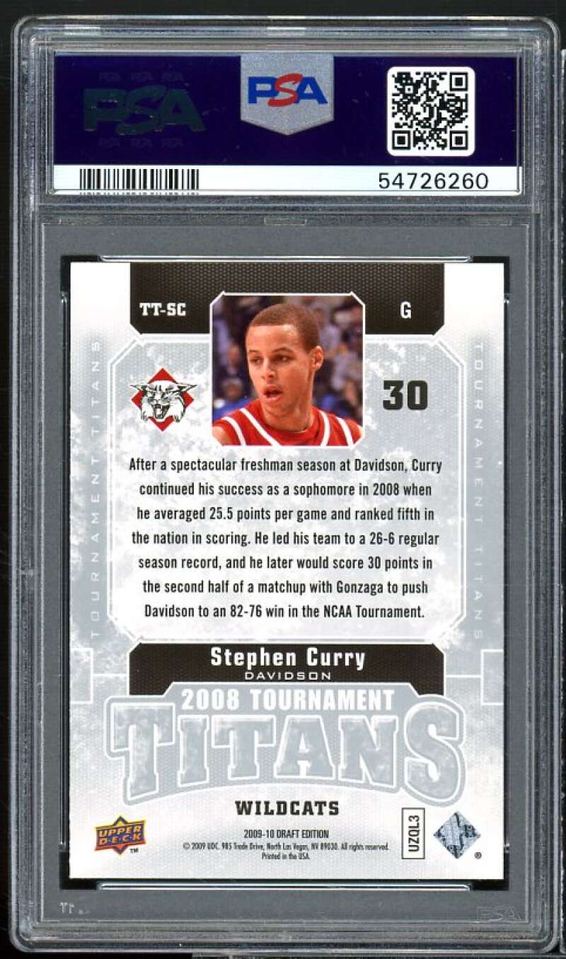 Stephen Curry Rookie 2009-10 UD Draft Edition Tournament Titans #TT-SC PSA 10 Image 2