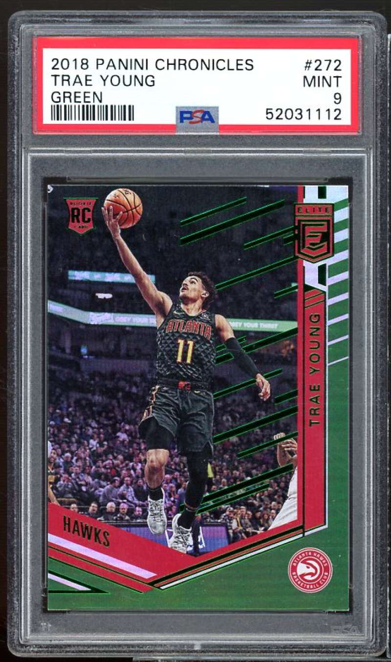 Trae Young Rookie Card 2018-19 Panini Chronicles Green #272 PSA 9 Image 1