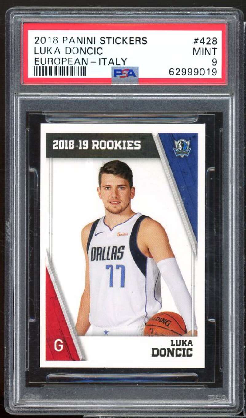 Luka Doncic Rookie Card 2018 Panini Stickers Eueropean Italy #428 PSA 9 Image 1