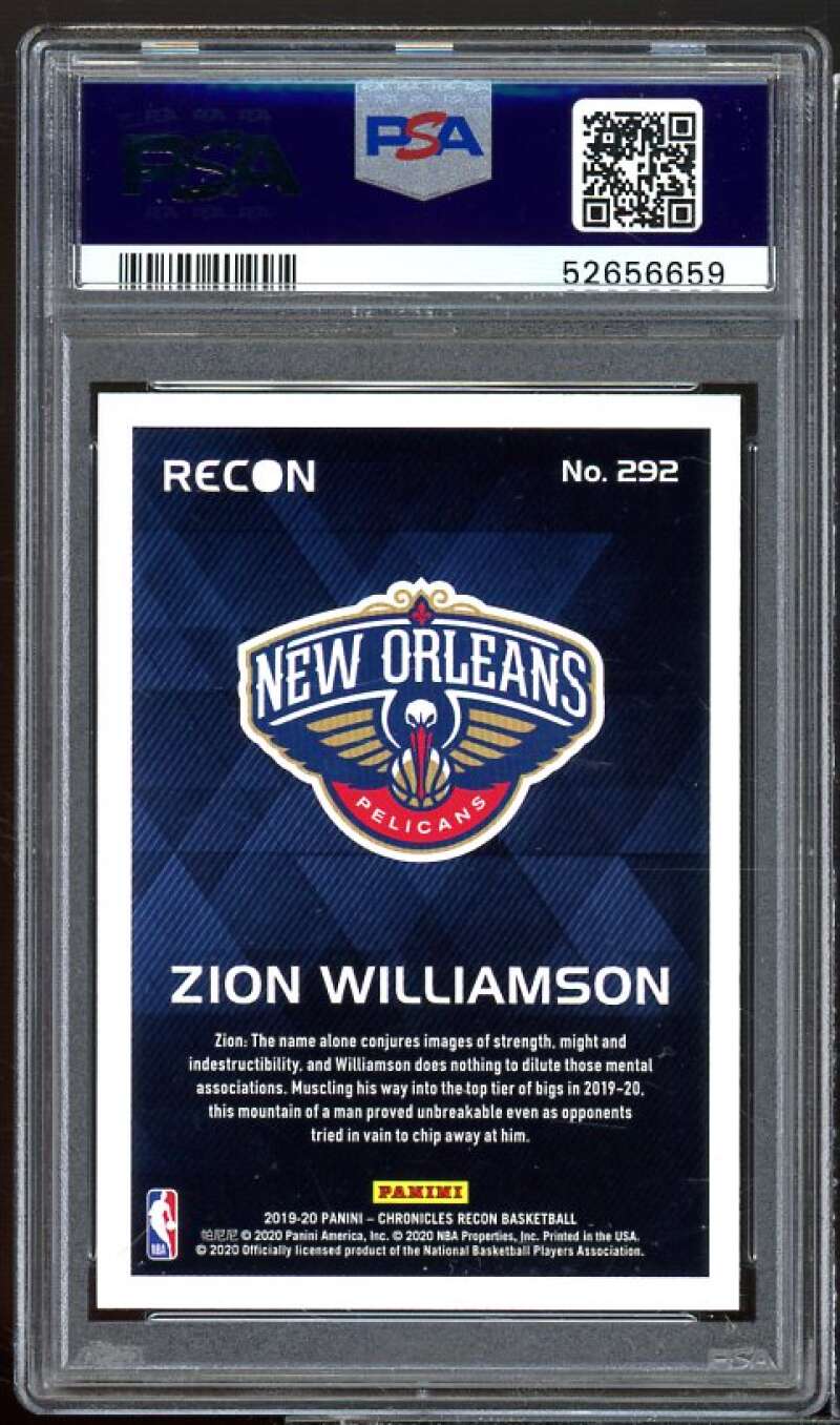 Zion Williamson Rookie Card 2019-20 Panini Chronicles #292 PSA 9 Image 2