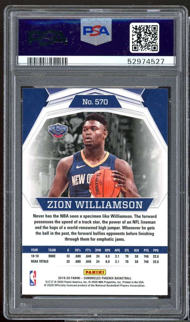 Zion Williamson Rookie Card 2019-20 Panini Chronicles #570 PSA 9 Image 2