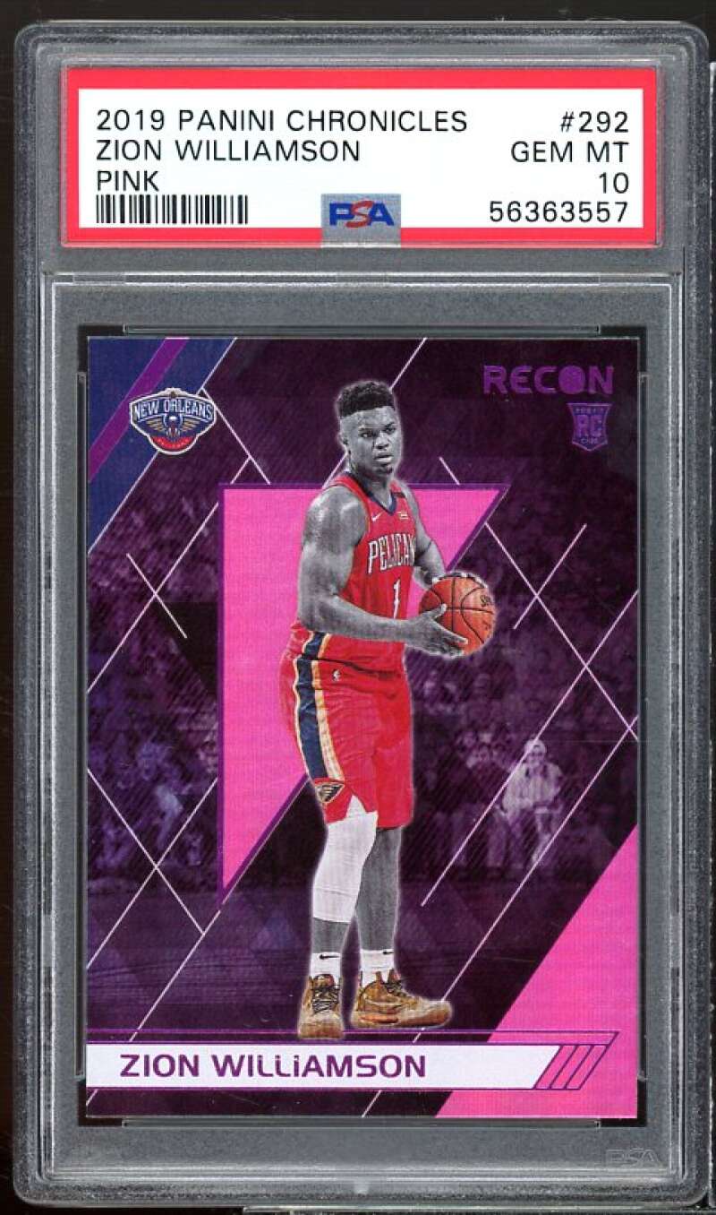 Zion Williamson Rookie Card 2019-20 Panini Chronicles Pink #292 PSA 10 Image 1