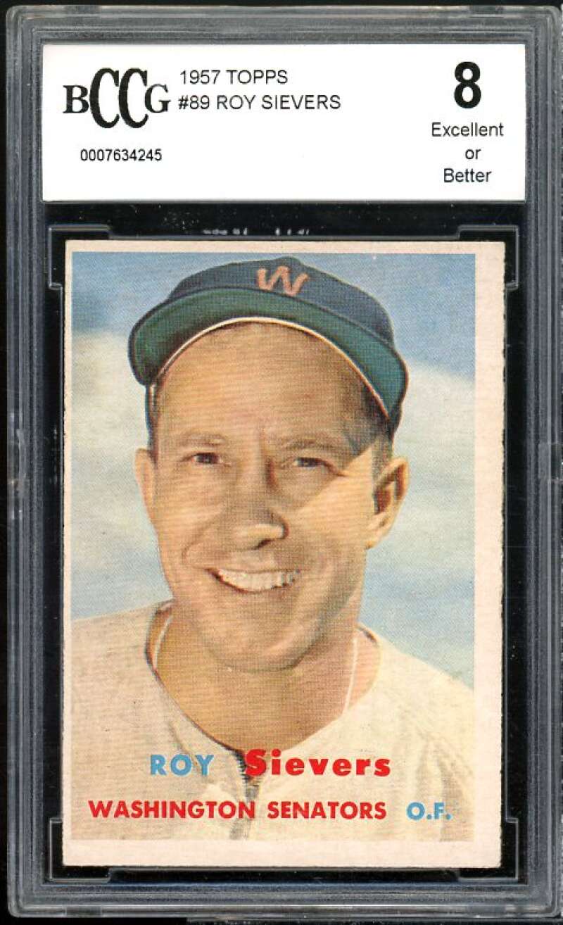 Roy Sievers Card 1957 Topps #89 BGS BCCG 8 Excellent+ Image 1