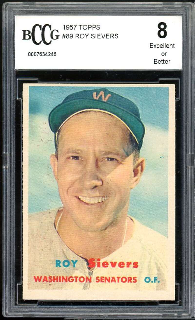 Roy Sievers Card 1957 Topps #89 BGS BCCG 8 Excellent+ Image 1