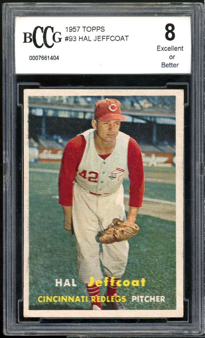 Hal Jeffcoat Card 1957 Topps #93 BGS BCCG 8 Excellent+ Image 1