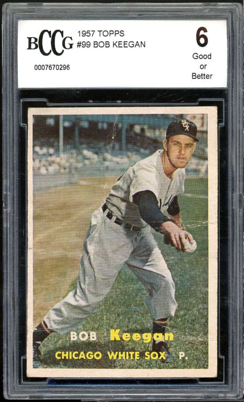 Bob Keegan Card 1957 Topps #99 BGS BCCG 6 Good+ Image 1