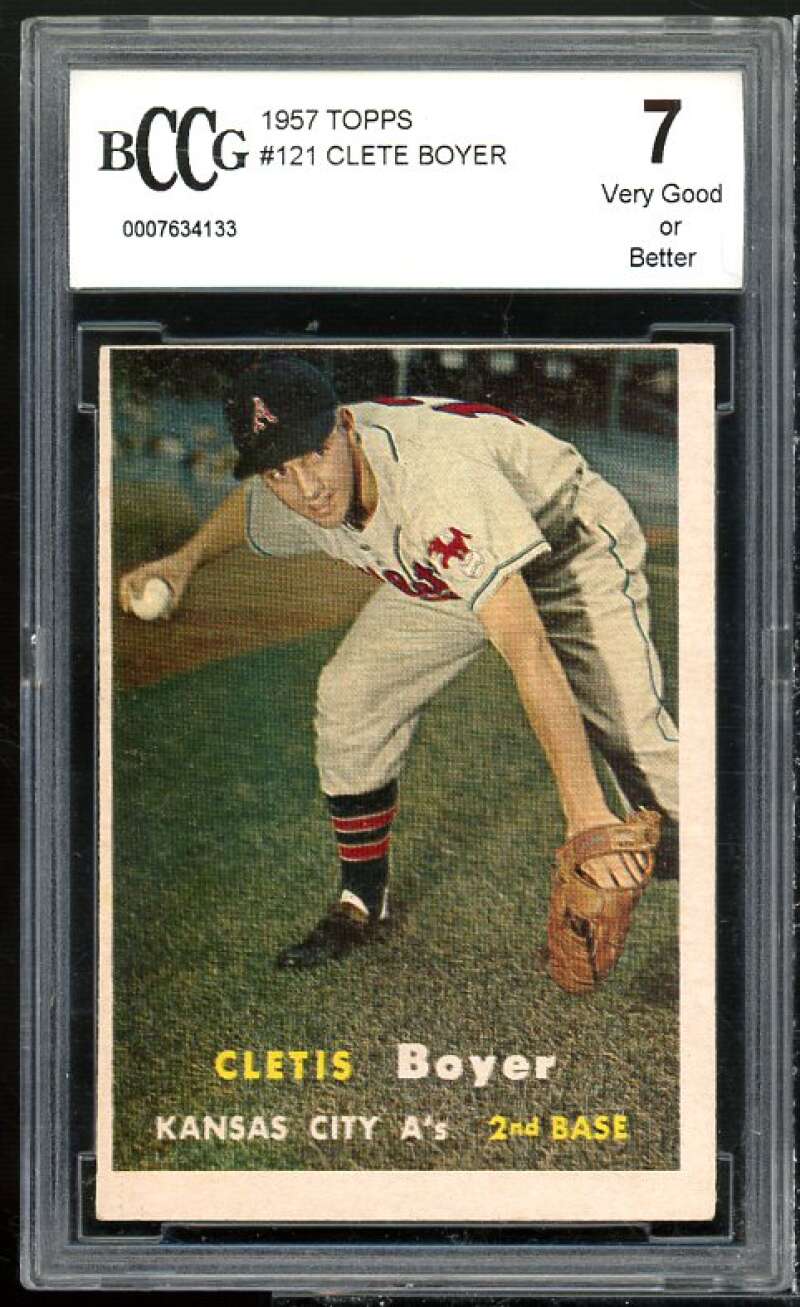 Cletis Boyer Card 1957 Topps #121 BGS BCCG 7 Very Good+ Image 1